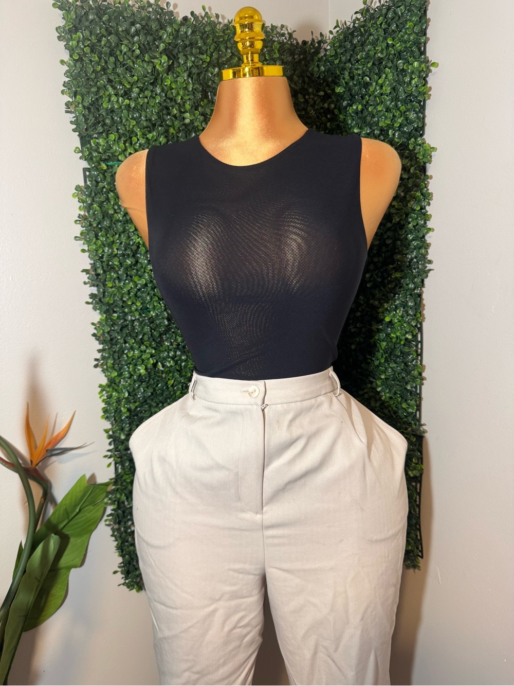 Sleek Black Sleeveless Bodysuit